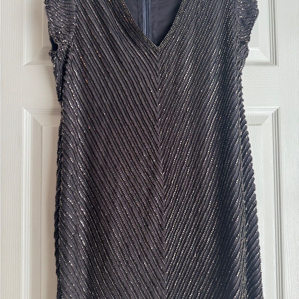 Karina Grimaldi Black and Silver Embellished Mini Dress